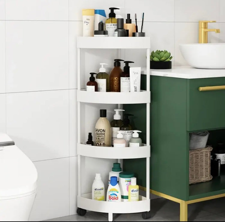 4 Tier Storage Bathroom Trolley, Rolling Cart Tier Storage Rack, Bathroom Corner Triangle Shelf, Floor Standing Storage Racks 4 Tier Storage Bathroom Trolley, Rolling Cart Tier Storage Rack, Bathroom Corner Triangle Shelf, Floor Standing Storage Racks